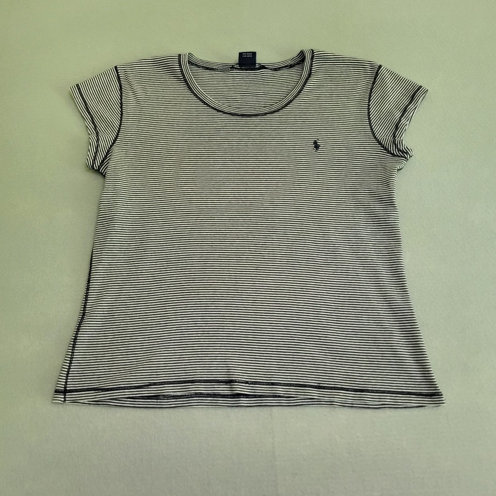 Ralph Lauren Sport Short Sleeve Striped T-Shirt Women's XL Navy Blue 100% Cotton